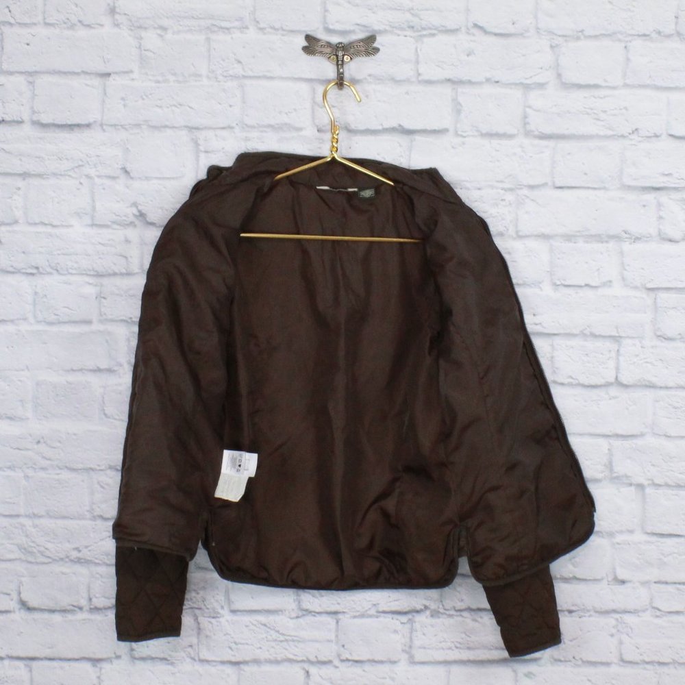 Eddie Bauer Brown Quilted Barn Style Mock Neck Jacket Coat Size S - Picture 4 of 8